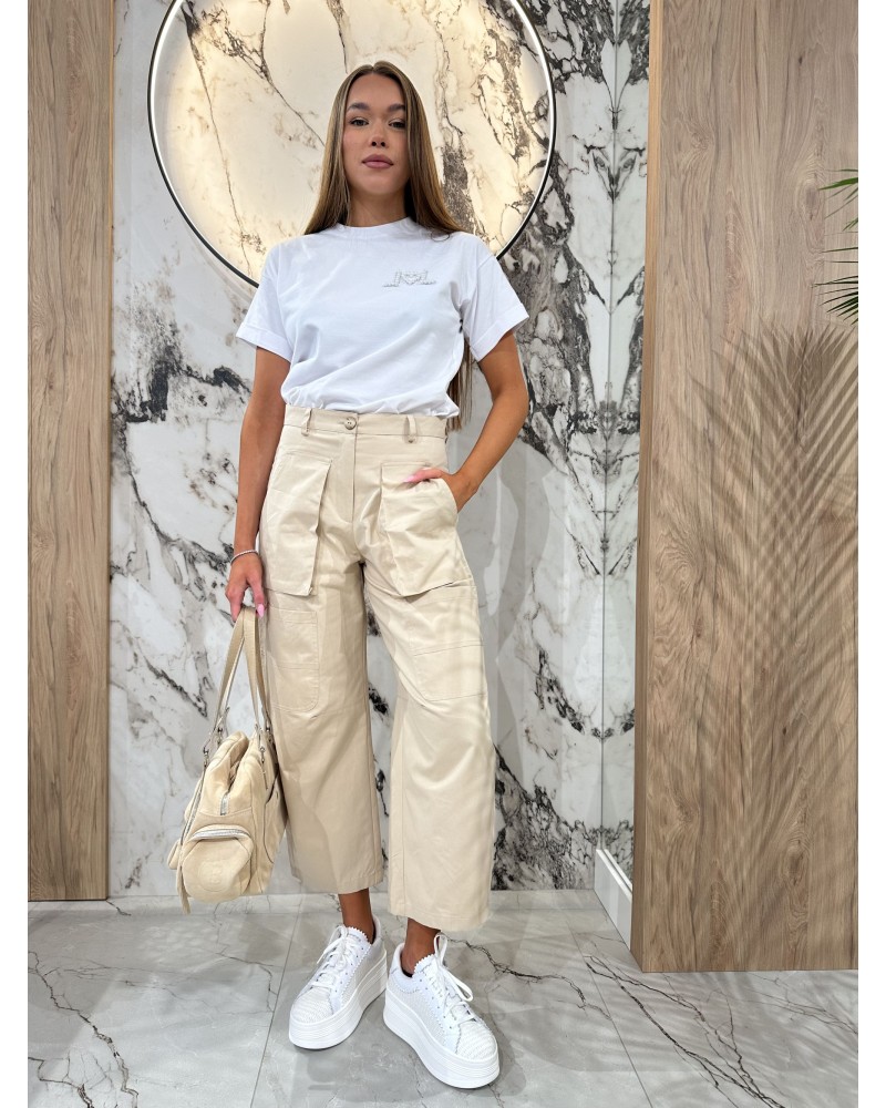 Spodnie materiałowe By o la la...! beżowe