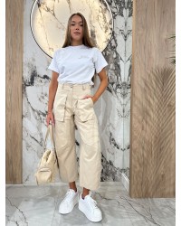 Spodnie materiałowe By o la la...! beżowe