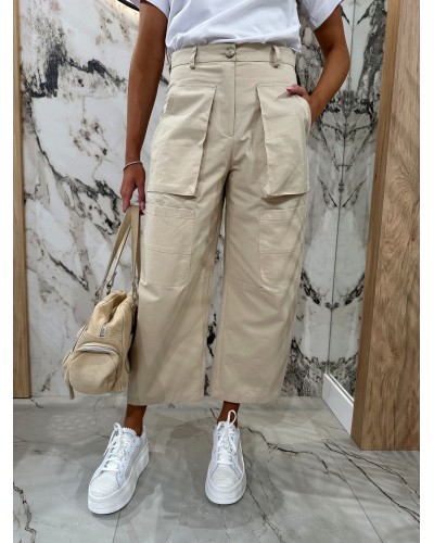 Spodnie materiałowe By o la la...! beżowe