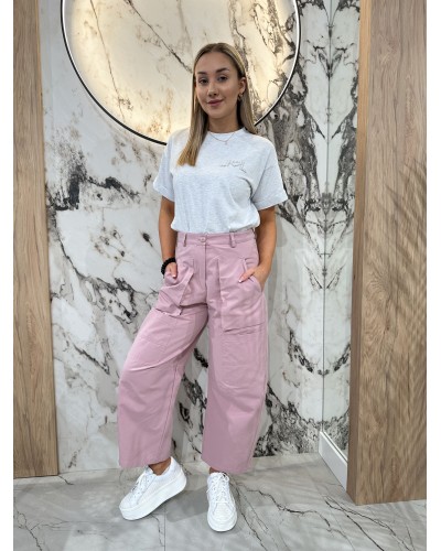 Spodnie materiałowe By o la la...! pudrowy róż