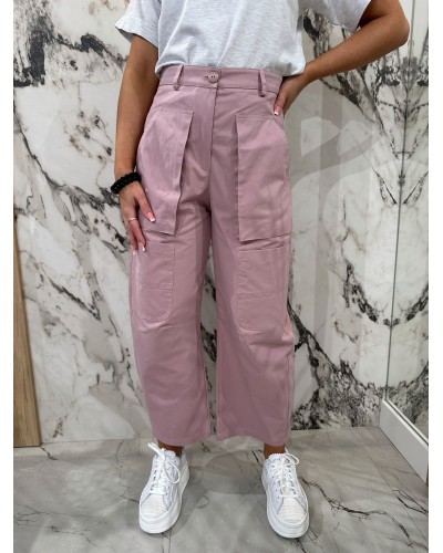 Spodnie materiałowe By o la la...! pudrowy róż