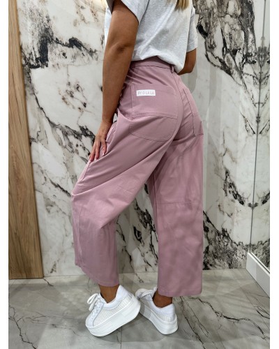 Spodnie materiałowe By o la la...! pudrowy róż