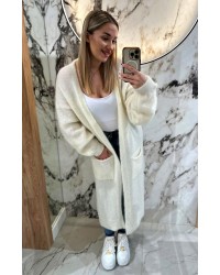 Kardigan moher By o la la...! śmietanowy