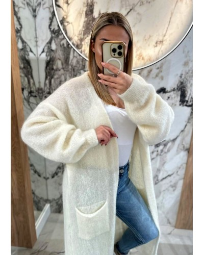 Kardigan moher By o la la...! śmietanowy