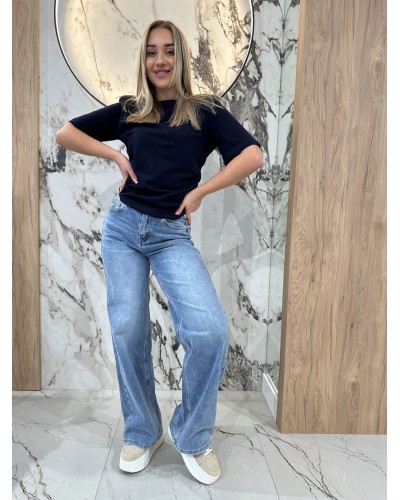 T-shirt marszczony poduszki By o la la...! granatowy