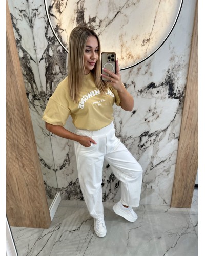 Spodnie dresowe banany By o la la...! śmietanowe