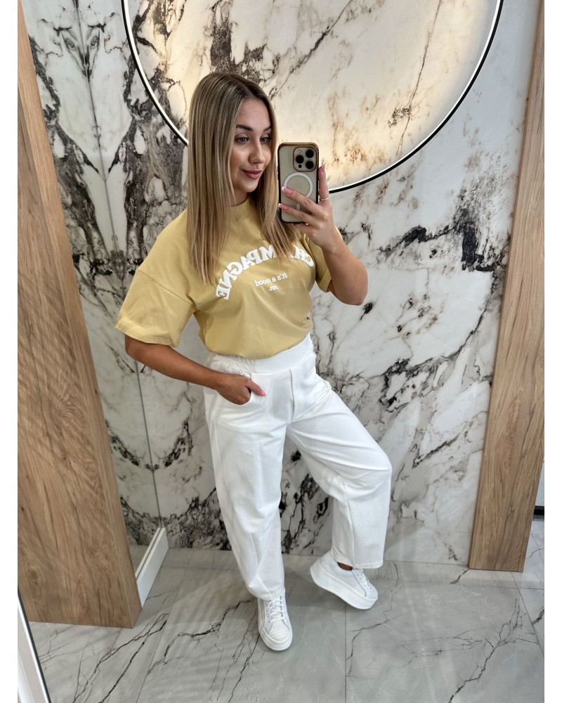 Spodnie dresowe banany By o la la...! śmietanowe