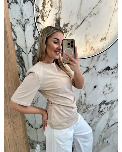 T-shirt marszczony poduszki By o la la...! beżowy