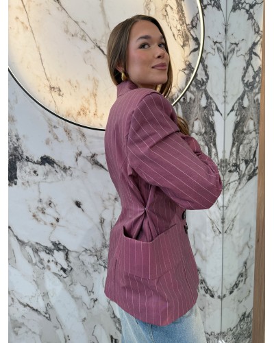 Marynarka w paski z kieszeniami La Milla burgund