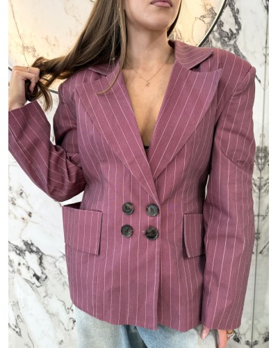 Marynarka w paski z kieszeniami La Milla burgund