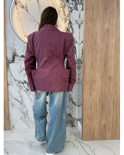 Marynarka w paski z kieszeniami La Milla burgund
