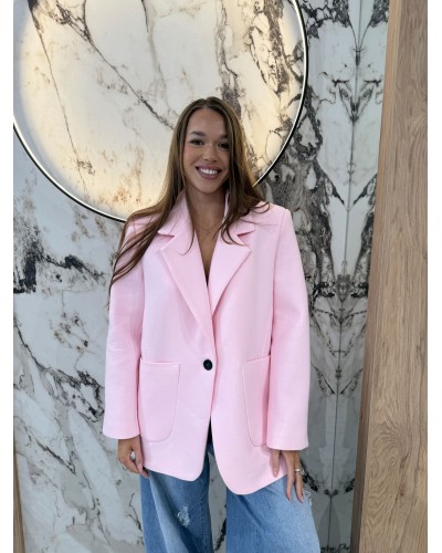 Marynarka oversize z kieszeniami EMO jasny róż