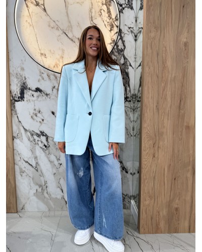 Marynarka oversize z kieszeniami EMO błękitna