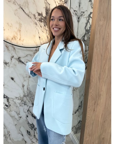 Marynarka oversize z kieszeniami EMO błękitna