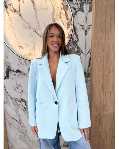 Marynarka oversize z kieszeniami EMO błękitna