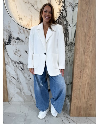 Marynarka oversize z kieszeniami EMO biała