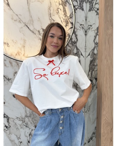 T-shirt So Luxe La Milla śmietanowo - czerwony