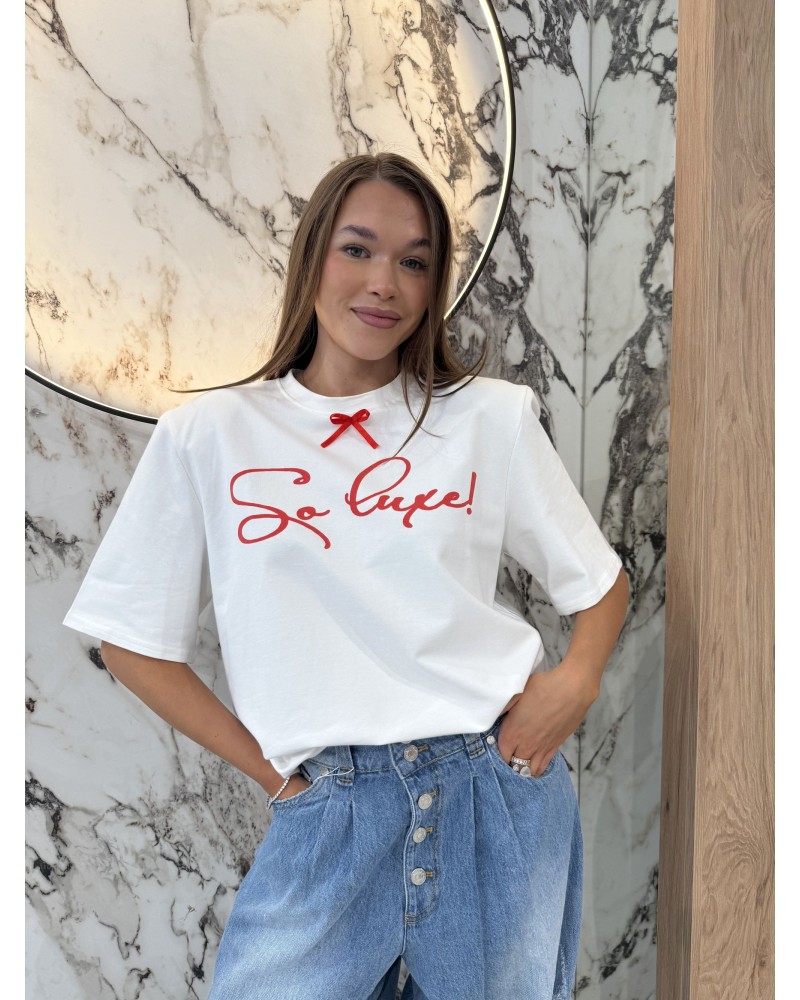 T-shirt So Luxe La Milla śmietanowo - czerwony