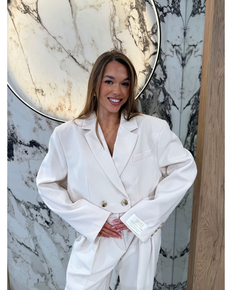 Marynarka krótka materiałowa EMO jasny beż