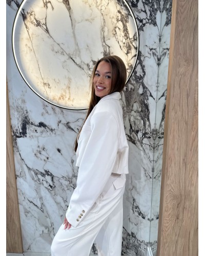 Marynarka krótka materiałowa EMO jasny beż