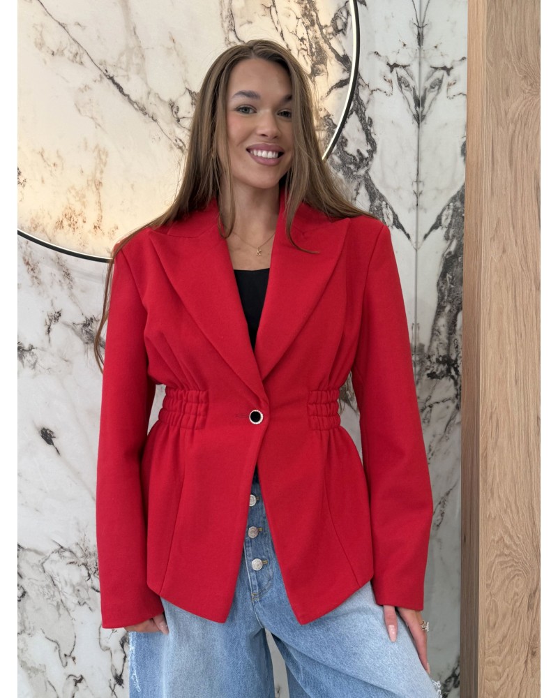 Marynarka taliowana flauszowa EMO czerwona