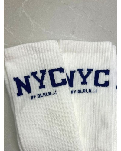 Skarpetki NYC By o la la...! granatowy napis