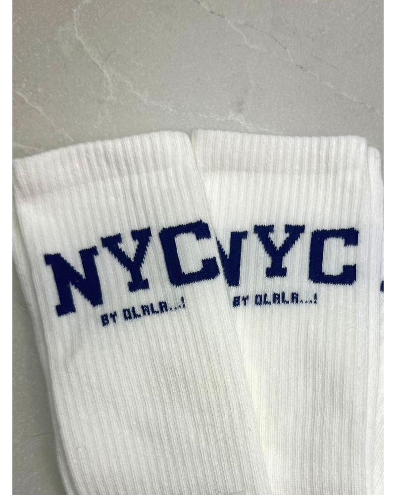 Skarpetki NYC By o la la...! granatowy napis