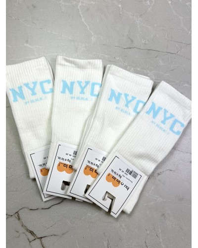 Skarpetki NYC By o la la...! niebieski napis