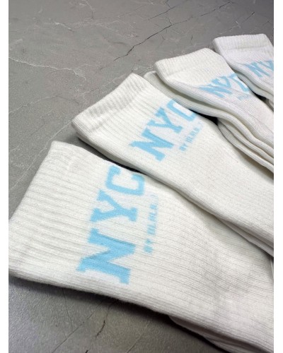 Skarpetki NYC By o la la...! niebieski napis