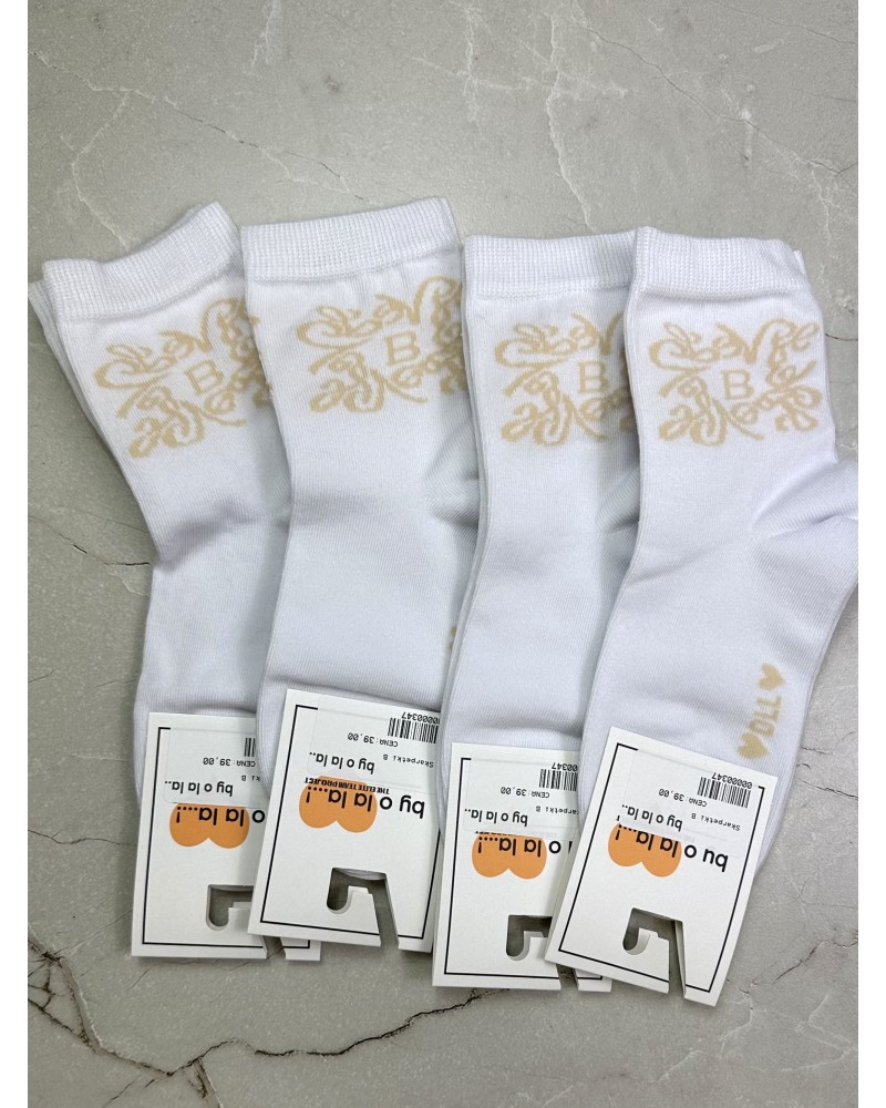 Skarpetki By o la la...! beżowe logo