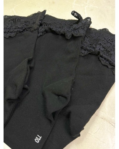 Skarpetki z koronką wysokie By o la la...! czarne