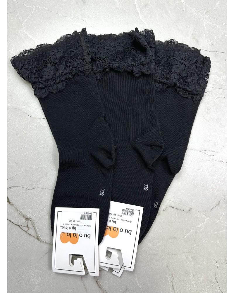 Skarpetki z koronką wysokie By o la la...! czarne