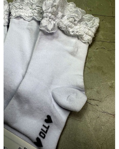 Skarpetki z koronką wysokie By o la la...! białe