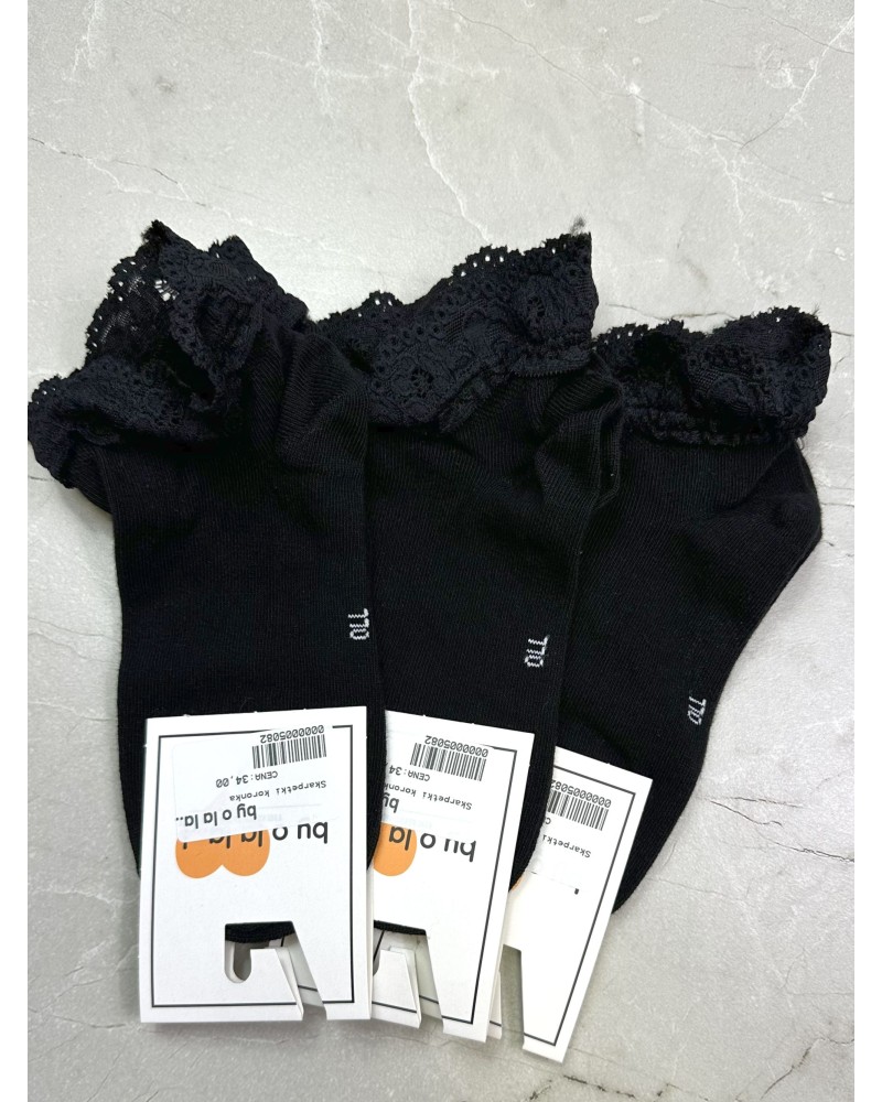 Skarpetki krótkie z koronką By o la la...! czarne