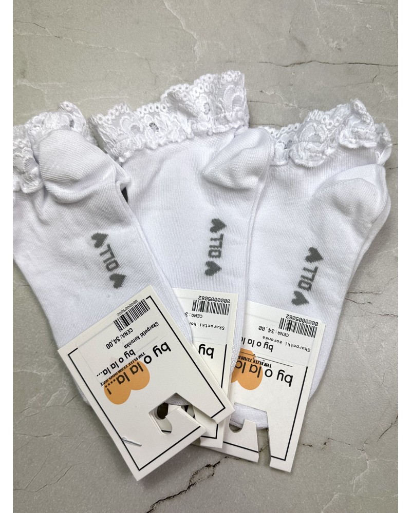 Skarpetki krótkie z koronką By o la la...! białe