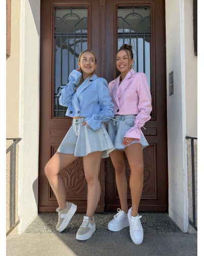 Marynarka krótka z wiązaniem na rękawach La Milla niebieska