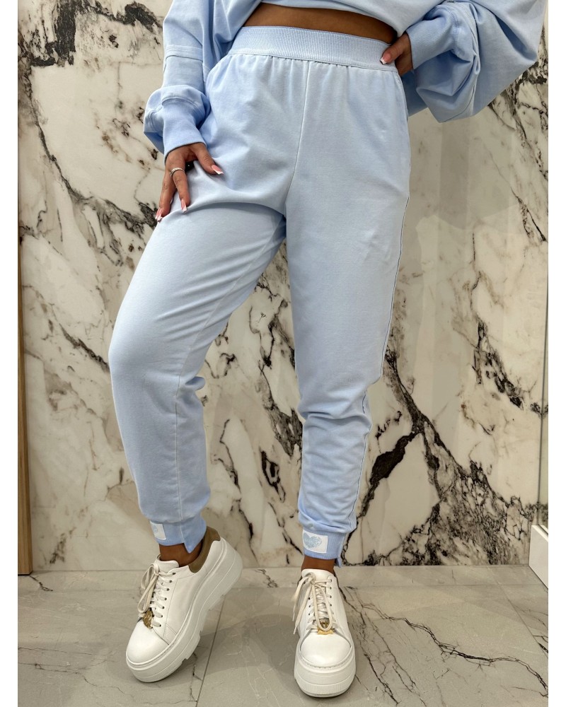 Spodnie dresowe serduszka dekatyzowane By o la la...! błękitne