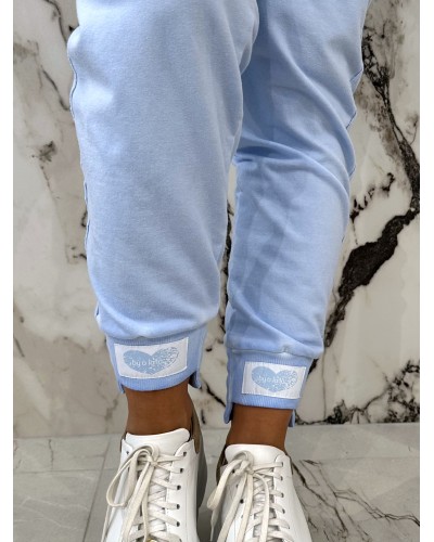 Spodnie dresowe serduszka dekatyzowane By o la la...! błękitne