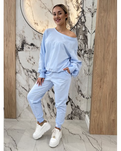 Spodnie dresowe serduszka dekatyzowane By o la la...! błękitne