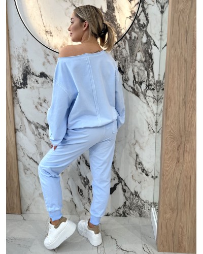 Spodnie dresowe serduszka dekatyzowane By o la la...! błękitne