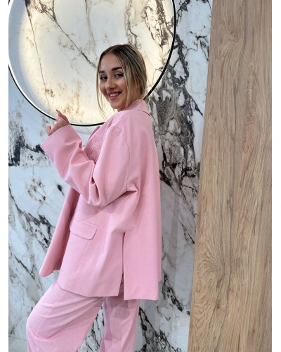 Marynarka "B" lniana By o la la...! różowa