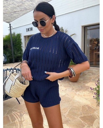 Komplet dzianinowy La Milla granatowy