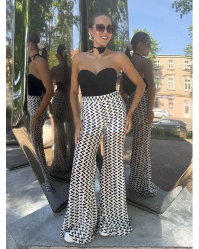 Spodnie zygzak La Milla biało czarne