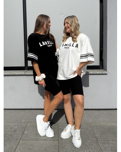 T-shirt Paris La Milla czarny z białym