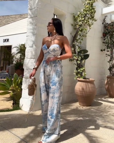 Spodnie lniane DIOR La Milla błękitny