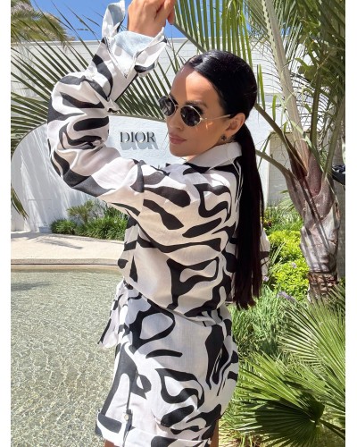 Komplet kolorowy koszula + spodenki La Milla czarno-biały