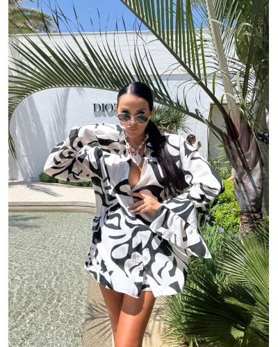 Komplet kolorowy koszula + spodenki La Milla czarno-biały