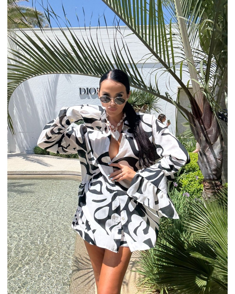 Komplet kolorowy koszula + spodenki La Milla czarno-biały