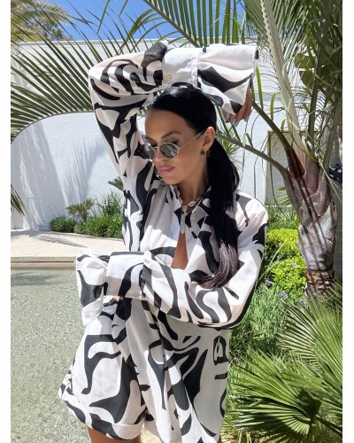 Komplet kolorowy koszula + spodenki La Milla czarno-biały