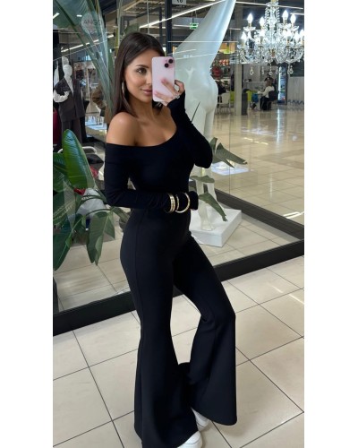 Spodnie materiałowe dzwony EMO czarne